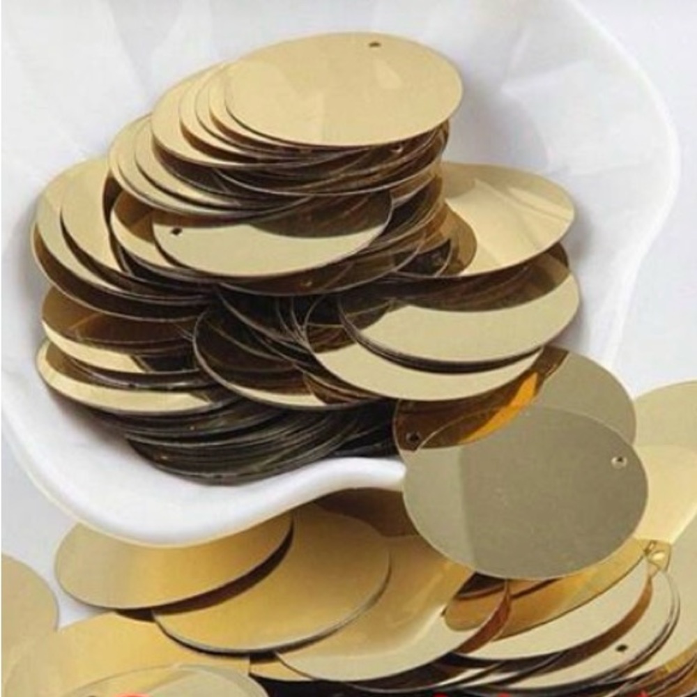 60 Pack 3cm Light Gold Shell Paillettes Sew On Sequins DIY Craft Embellishment